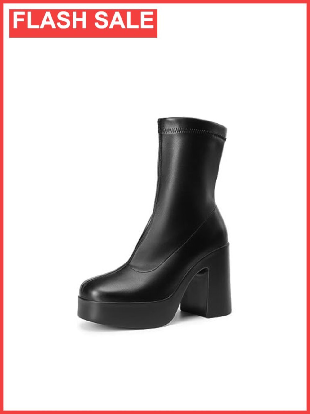 Platform Gogo Ankle Boots Square Toe Side Zip Chunky Y2K Style